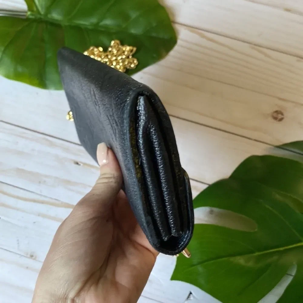 Louis Vuitton Black Crossbody Wallet with Gold Chain